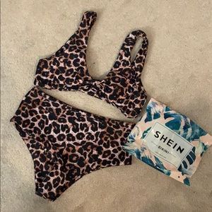 NWT SHEIN CHEETAH HIGH WAIST 2 piece BIKINI